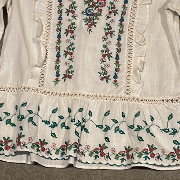 Boho chic cotton embroidered shirt size M - Picture 3 of 8